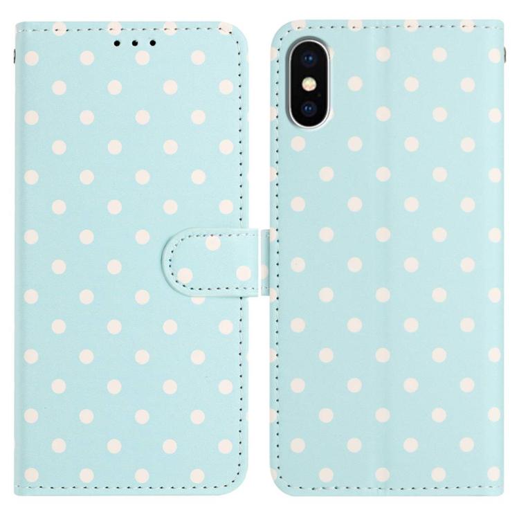 

For iPhone X / XS Small Dots Pattern Vegan Leather Phone Case(Light Blue)