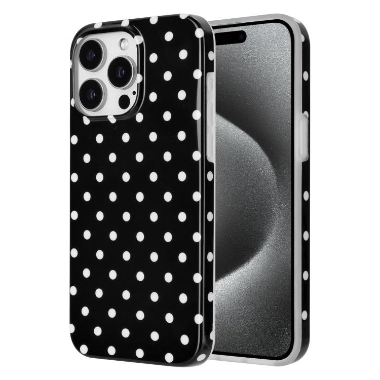 For iPhone 16 Pro IMD Colorful Dots Pattern TPU Full Coverage Phone Case(Black)