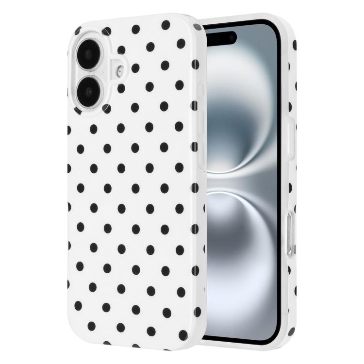 

For iPhone 16 IMD Colorful Dots Pattern TPU Full Coverage Phone Case(White)
