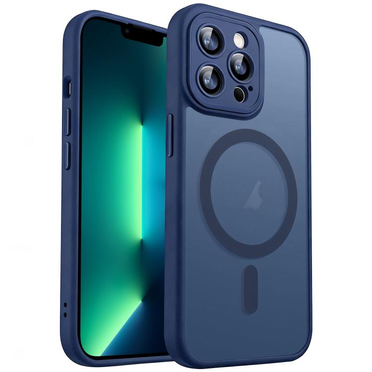 

For iPhone 13 Pro XDcase Skin Feel Magnetic Frosted Phone Case with Lens Film(Midnight Blue)