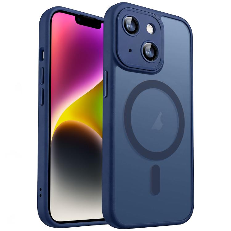 

For iPhone 14 Plus XDcase Skin Feel Magnetic Frosted Phone Case with Lens Film(Midnight Blue)