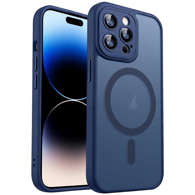 

For iPhone 14 Pro Max XDcase Skin Feel Magnetic Frosted Phone Case with Lens Film(Midnight Blue)