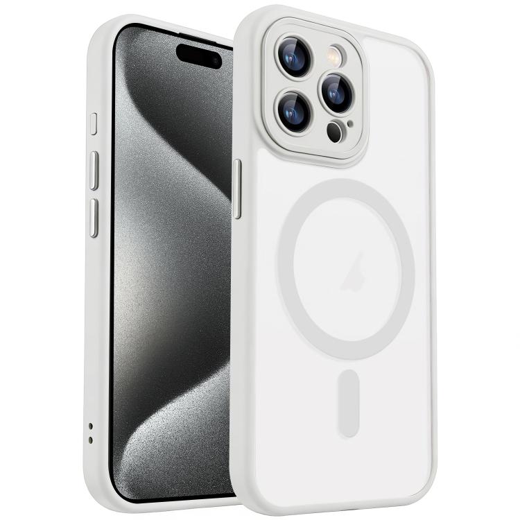 

For iPhone 15 Pro XDcase Skin Feel Magnetic Frosted Phone Case with Lens Film(White)