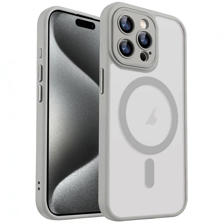 

For iPhone 15 Pro Max XDcase Skin Feel Magnetic Frosted Phone Case with Lens Film(Grey)