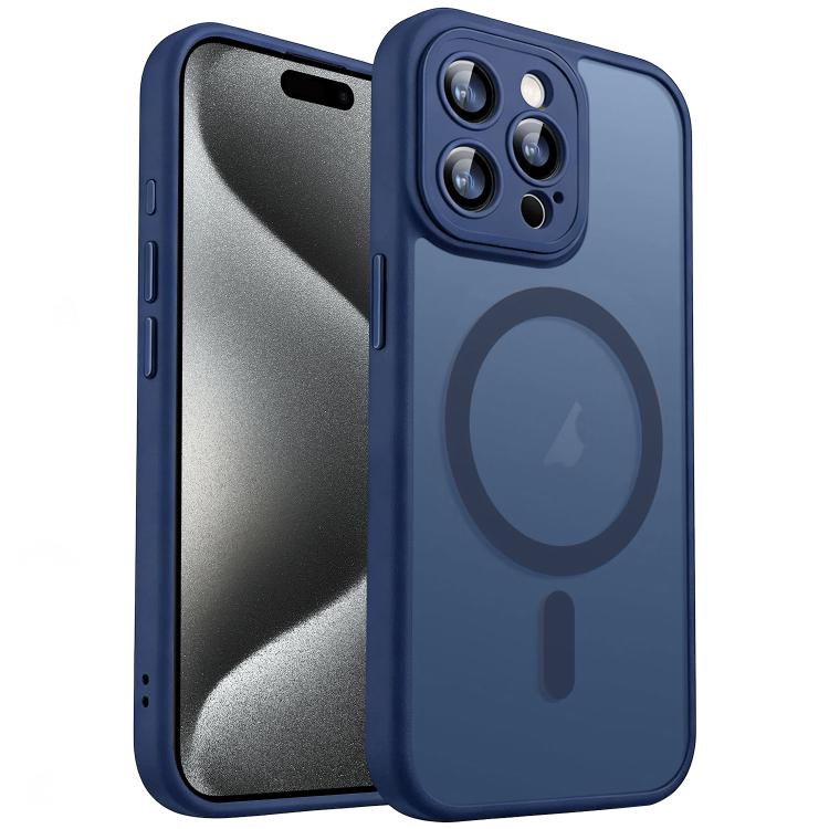 

For iPhone 15 Pro Max XDcase Skin Feel Magnetic Frosted Phone Case with Lens Film(Midnight Blue)