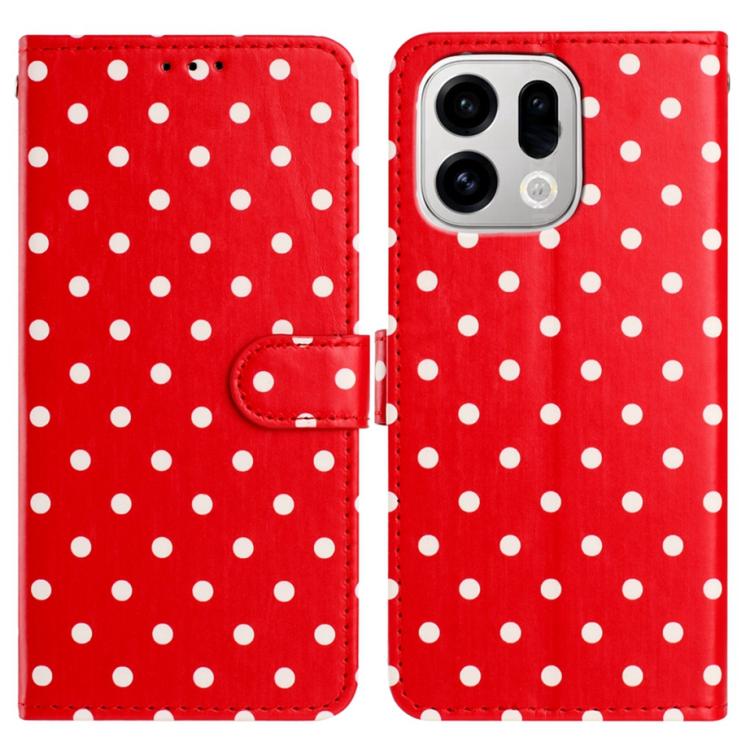 

For OPPO Find X9 Small Dots Pattern Vegan Leather Phone Case(Red)