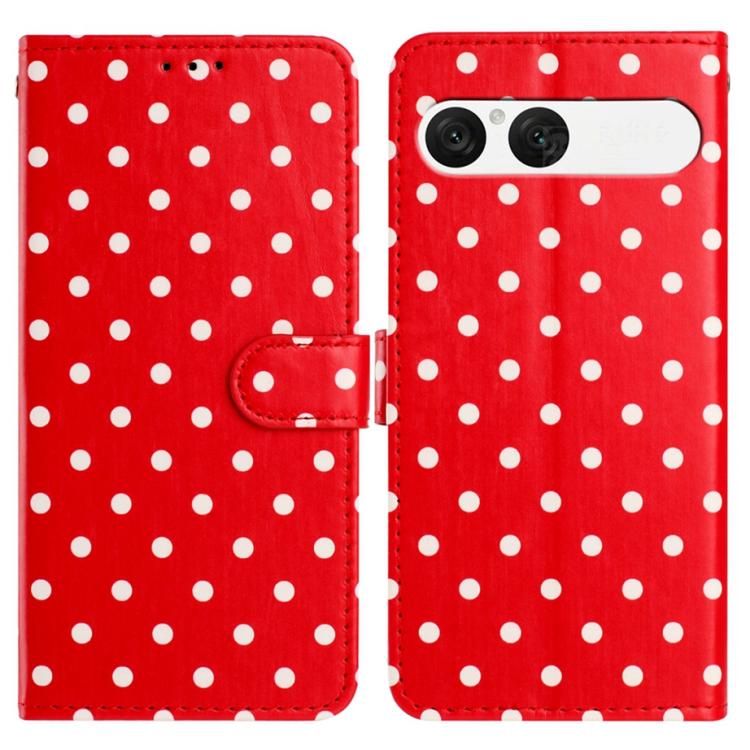 

For Sony Xperia 10 VII Small Dots Pattern Vegan Leather Phone Case(Red)