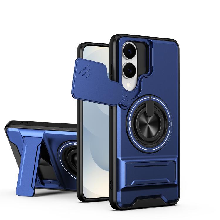 

For Samsung Galaxy S25 Edge 5G Lens Sliding Window Multifunctional Magnetic Shockproof Phone Case(Royal Blue)