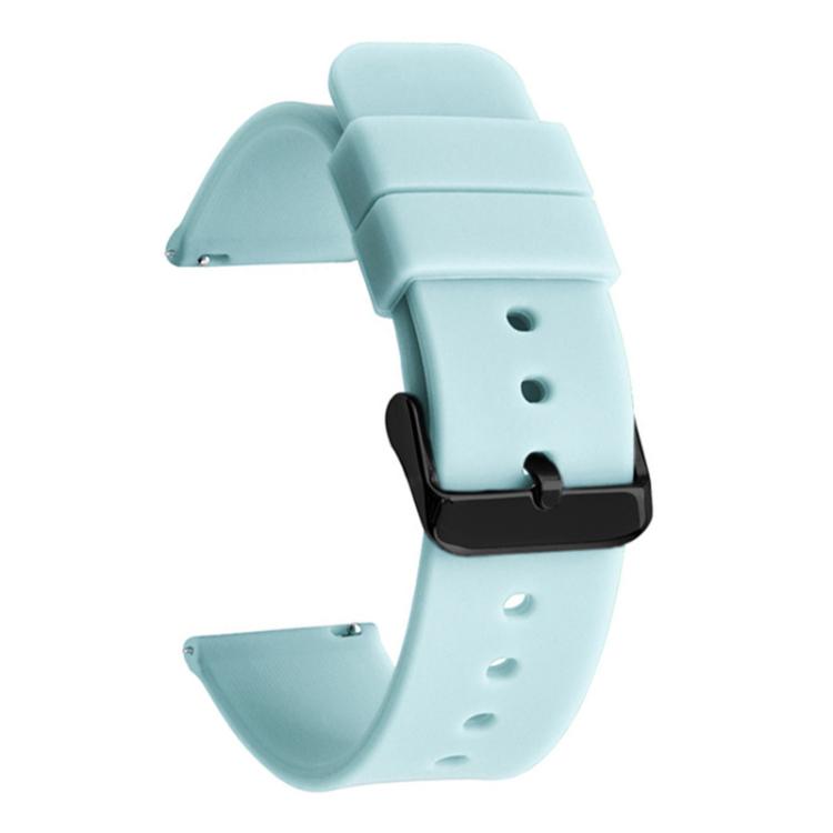 

20mm xDfind Stainless Steel Black Pin Buckle Solid Color Silicone Waterproof Watch Band(Lake Blue)