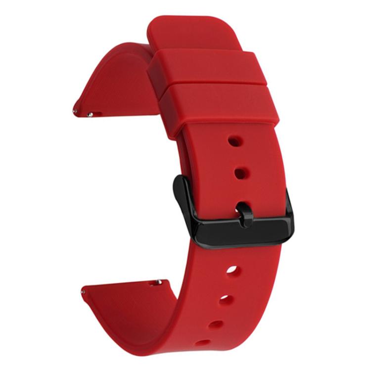 21mm xDfind Stainless Steel Black Pin Buckle Solid Color Silicone Waterproof Watch Band(Red)