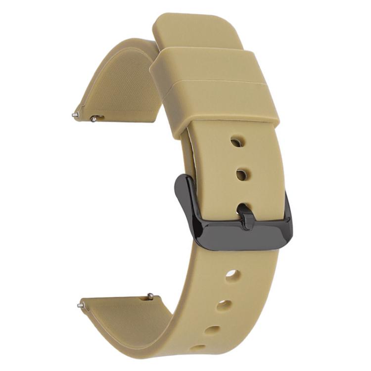 

21mm xDfind Stainless Steel Black Pin Buckle Solid Color Silicone Waterproof Watch Band(Beige)