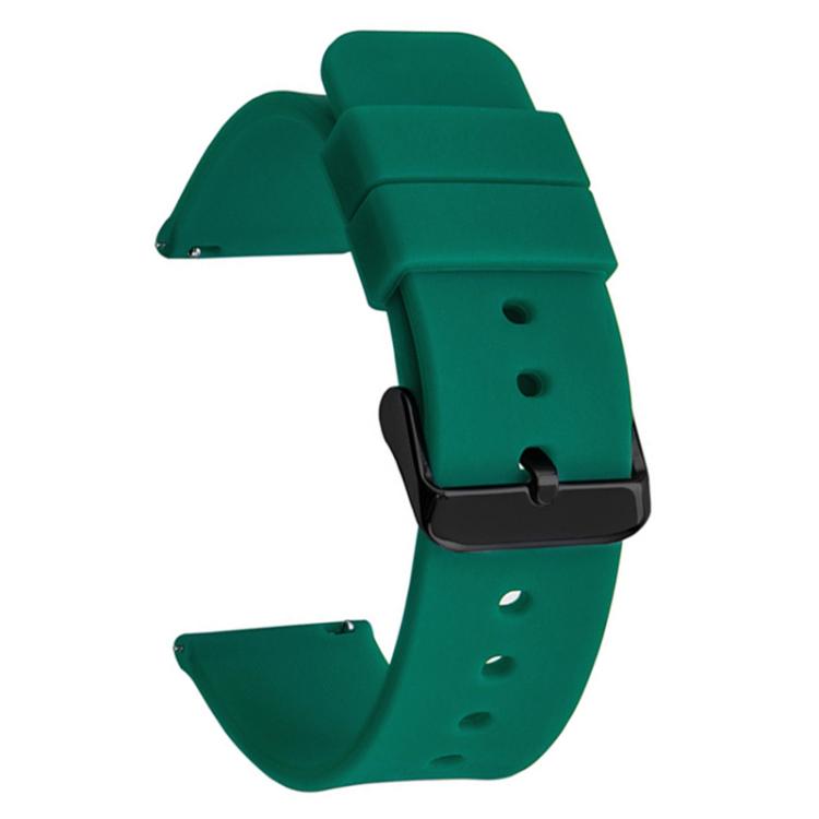 24mm xDfind Stainless Steel Black Pin Buckle Solid Color Silicone Waterproof Watch Band(Dark Green)