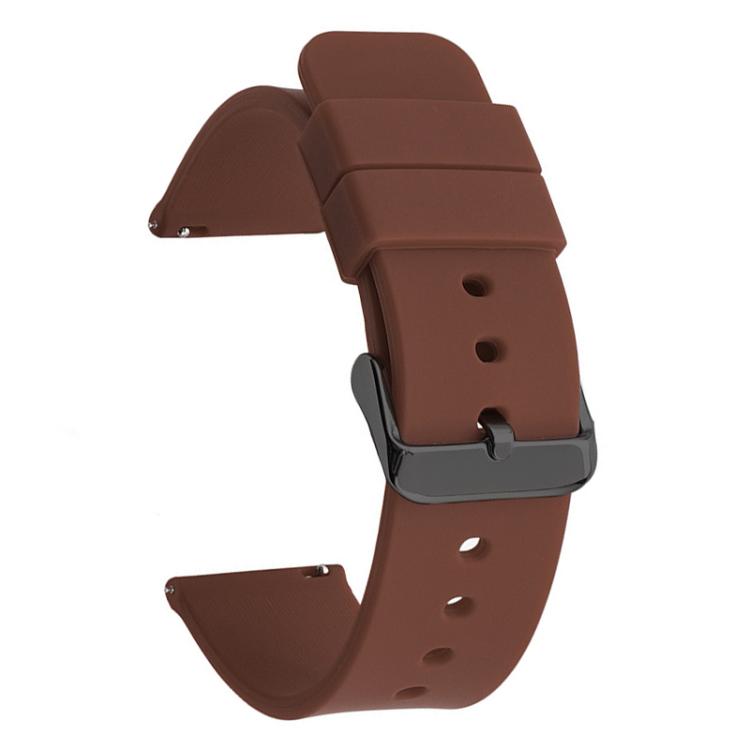 24mm xDfind Stainless Steel Black Pin Buckle Solid Color Silicone Waterproof Watch Band(Brown)