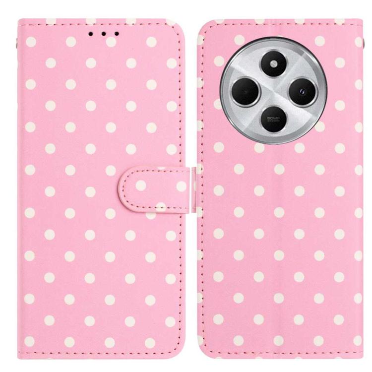 

For Redmi 14C 4G / 14R / Poco C75 Small Dots Pattern Vegan Leather Phone Case(Pink)