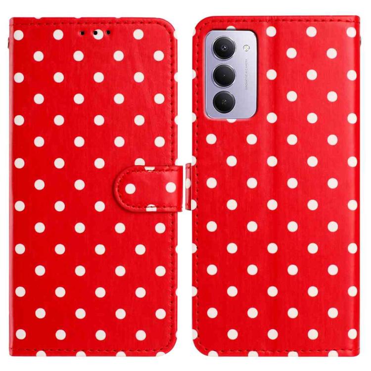 

For Redmi 15 5G Global / 15 4G SEA 169.5mm Small Dots Pattern Vegan Leather Phone Case(Red)