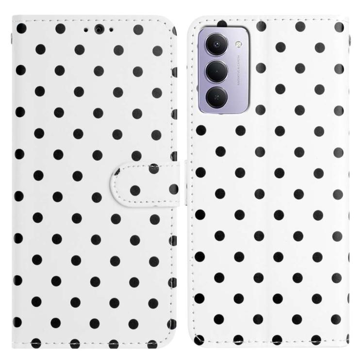 

For Redmi 15 5G Global / 15 4G SEA 169.5mm Small Dots Pattern Vegan Leather Phone Case(White)