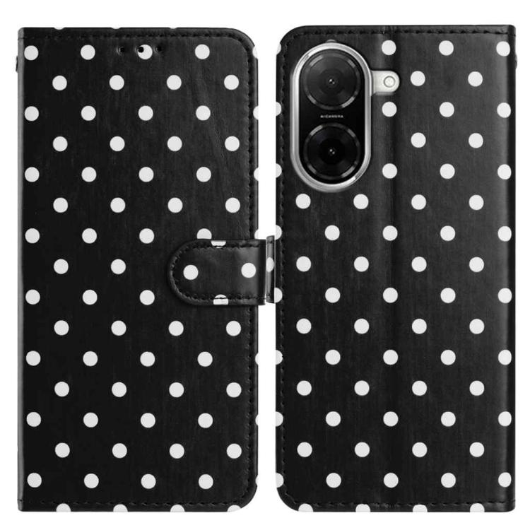 

For Redmi A5 4G 171.7mm / Poco C71 Small Dots Pattern Vegan Leather Phone Case(Black)