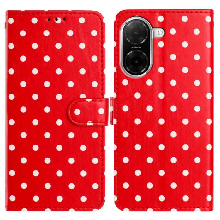 

For Redmi A5 4G 173.3mm Small Dots Pattern Vegan Leather Phone Case(Red)