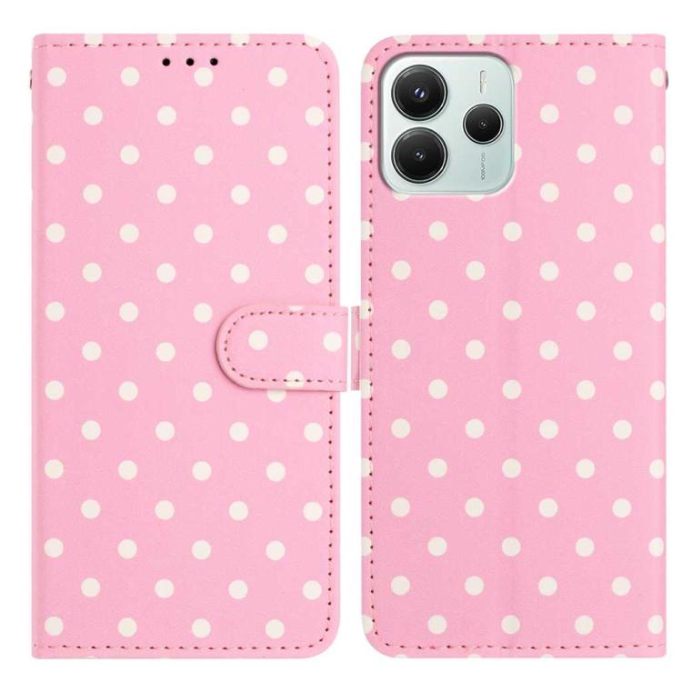 

For Redmi Note 14 5G Small Dots Pattern Vegan Leather Phone Case(Pink)