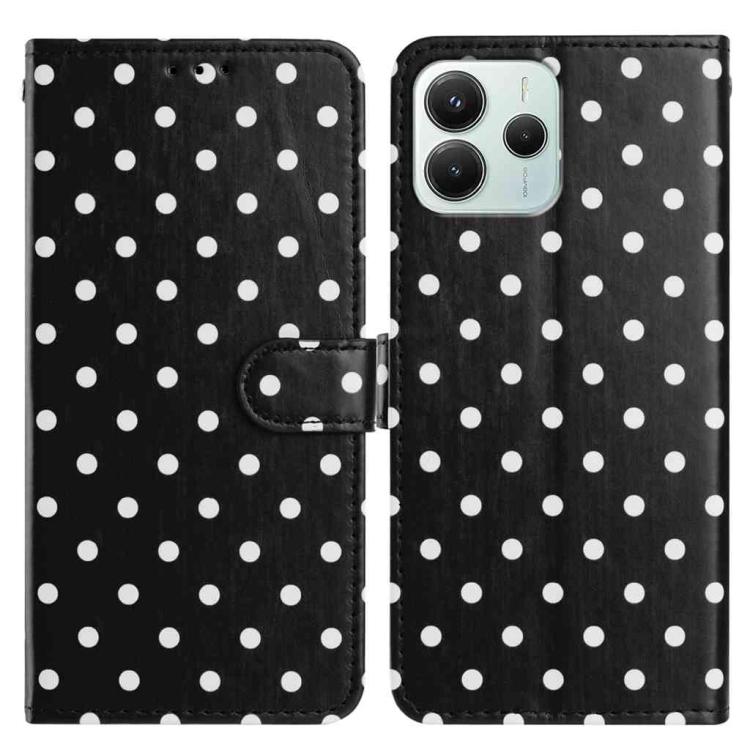 

For Redmi Note 14 5G Small Dots Pattern Vegan Leather Phone Case(Black)