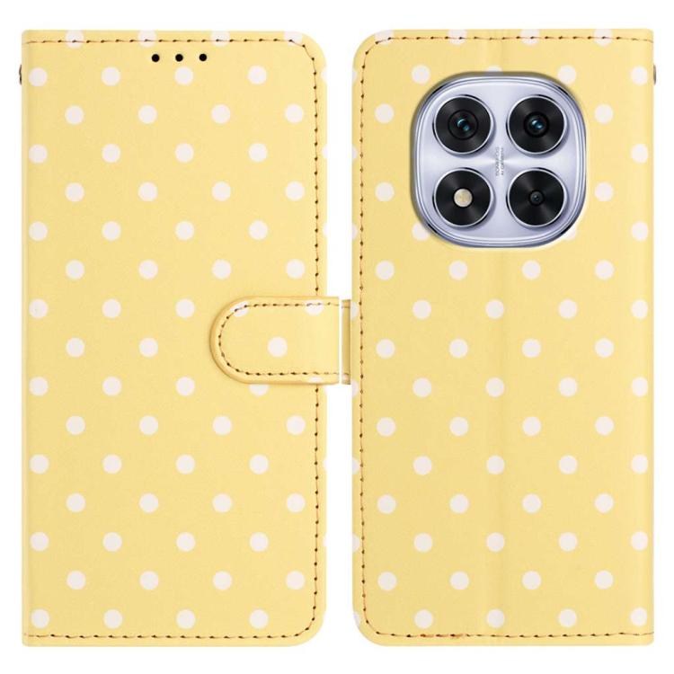 

For Redmi Note 14 Pro 4G Small Dots Pattern Vegan Leather Phone Case(Yellow)