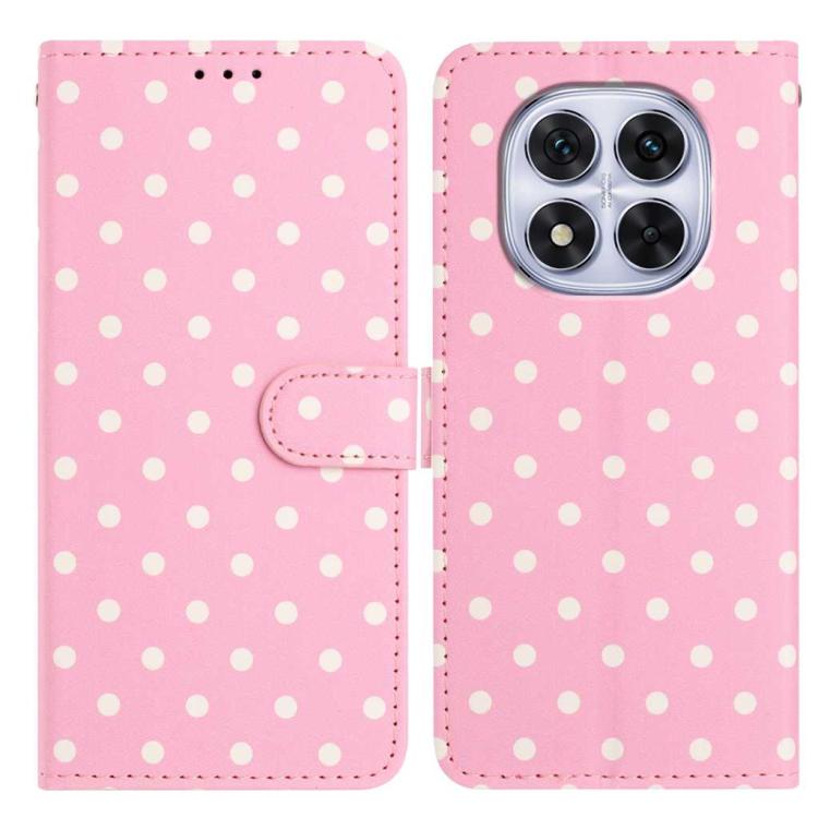 

For Redmi Note 14 Pro+ 5G / 14 Pro 5G Small Dots Pattern Vegan Leather Phone Case(Pink)