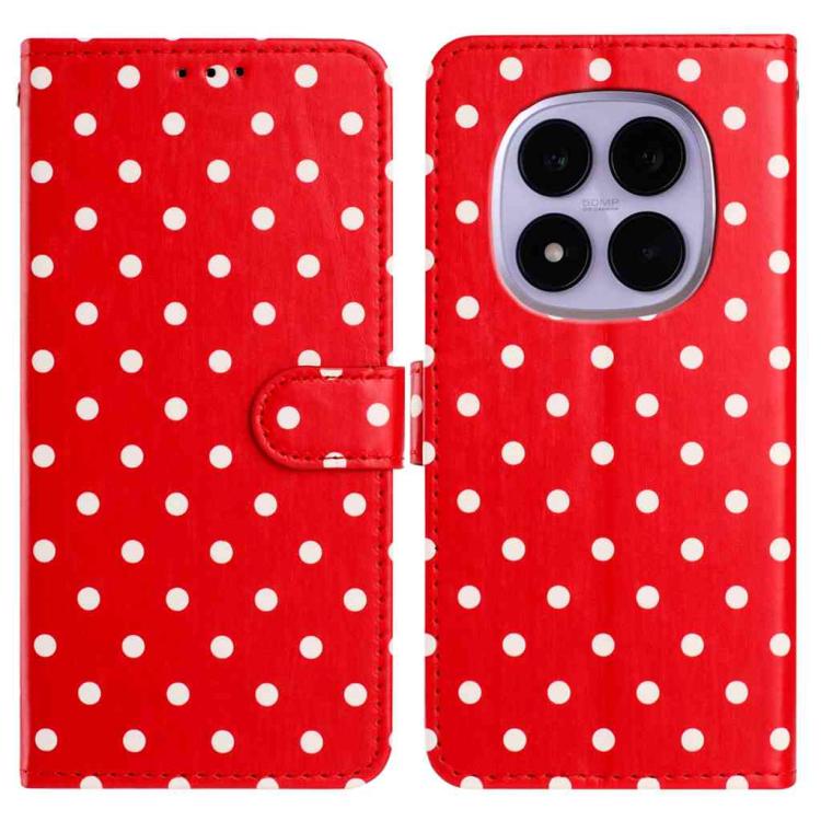 

For Redmi Note 15 Pro 5G Global 163.6mm Small Dots Pattern Vegan Leather Phone Case(Red)