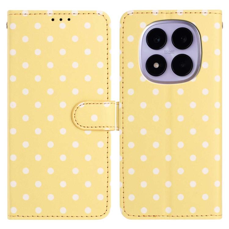 

For Redmi Note 15 Pro 5G Global 163.6mm Small Dots Pattern Vegan Leather Phone Case(Yellow)