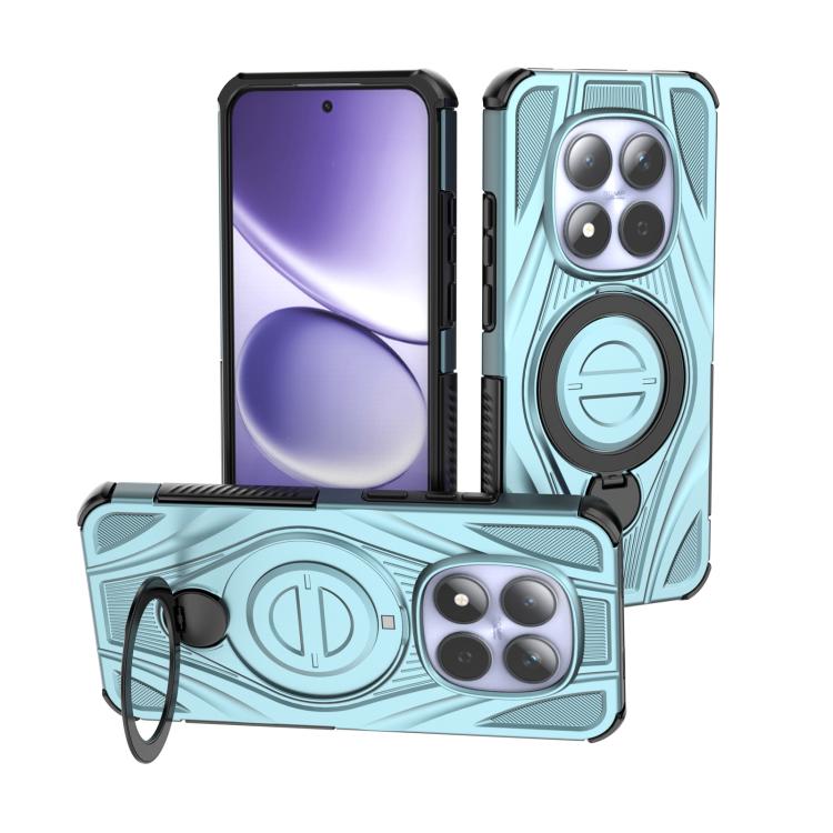 

For Redmi Note 15 Pro 5G Global 163.6mm Star Ring Metallic Pivot Bracket Magnetic Phone Case(Cyan)