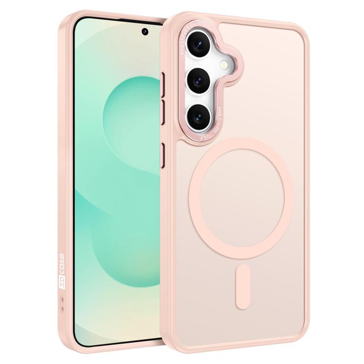 

For Samsung Galaxy S25+ 5G XDcase Metal Lens Frame Skin Feel Magnetic Phone Case(Pink)