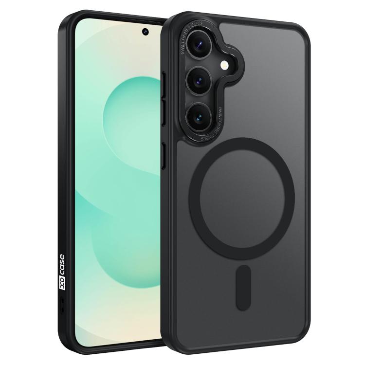 

For Samsung Galaxy S25+ 5G XDcase Metal Lens Frame Skin Feel Magnetic Phone Case(Black)