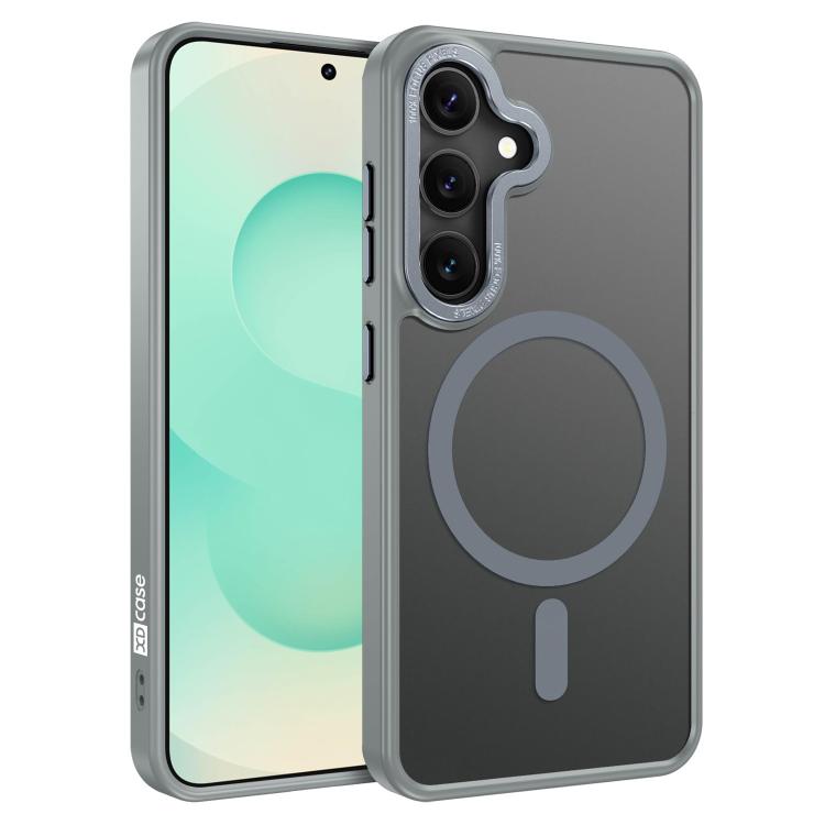 

For Samsung Galaxy S25+ 5G XDcase Metal Lens Frame Skin Feel Magnetic Phone Case(Grey)