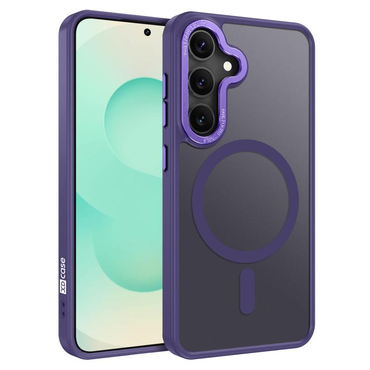 

For Samsung Galaxy S25+ 5G XDcase Metal Lens Frame Skin Feel Magnetic Phone Case(Purple)