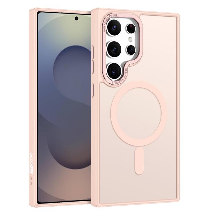 

For Samsung Galaxy S25 Ultra 5G XDcase Metal Lens Frame Skin Feel Magnetic Phone Case(Pink)