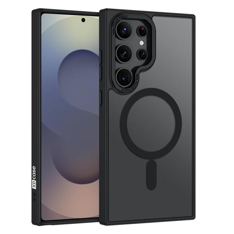 

For Samsung Galaxy S25 Ultra 5G XDcase Metal Lens Frame Skin Feel Magnetic Phone Case(Black)