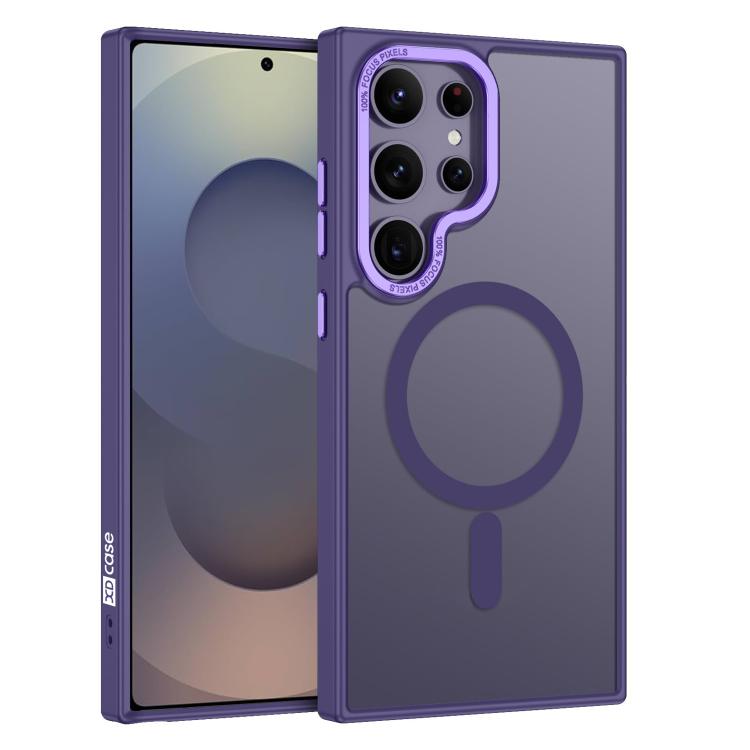

For Samsung Galaxy S25 Ultra 5G XDcase Metal Lens Frame Skin Feel Magnetic Phone Case(Purple)