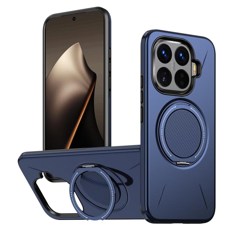 

For Xiaomi 15T Pro 5G Metal Rotation Holder MagSafe TPU Hybrid PC Phone Case(Navy Blue)