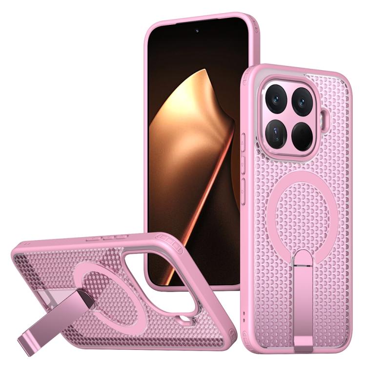 

For Xiaomi 15T Pro 5G Honeycomb Cooling MagSafe Holder Phone Case(Pink)