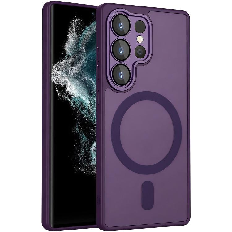 

For Samsung Galaxy S22 Ultra 5G XDcase Skin Feel Magnetic Frosted Phone Case with Lens Film(Purple)