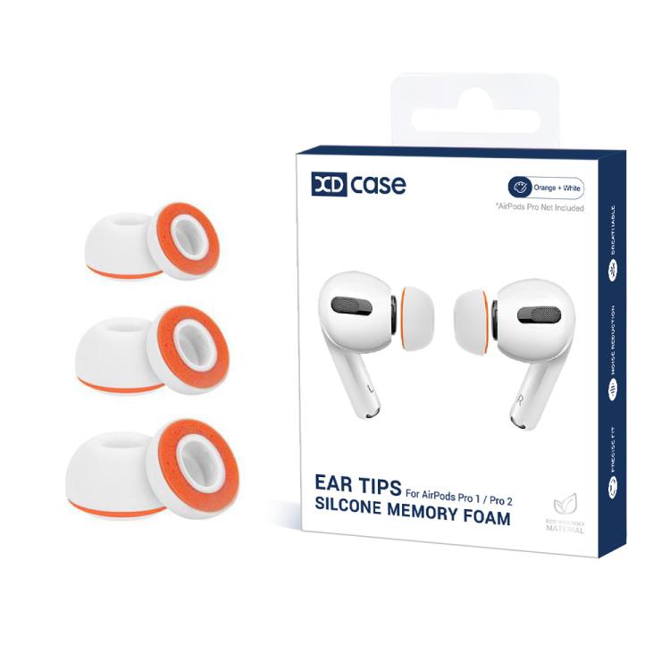 

For AirPods Pro 1 / 2 XDcase 3 Pairs Replacement Silicone Sponge Ear Tips, S/M/L Size(White Orange)
