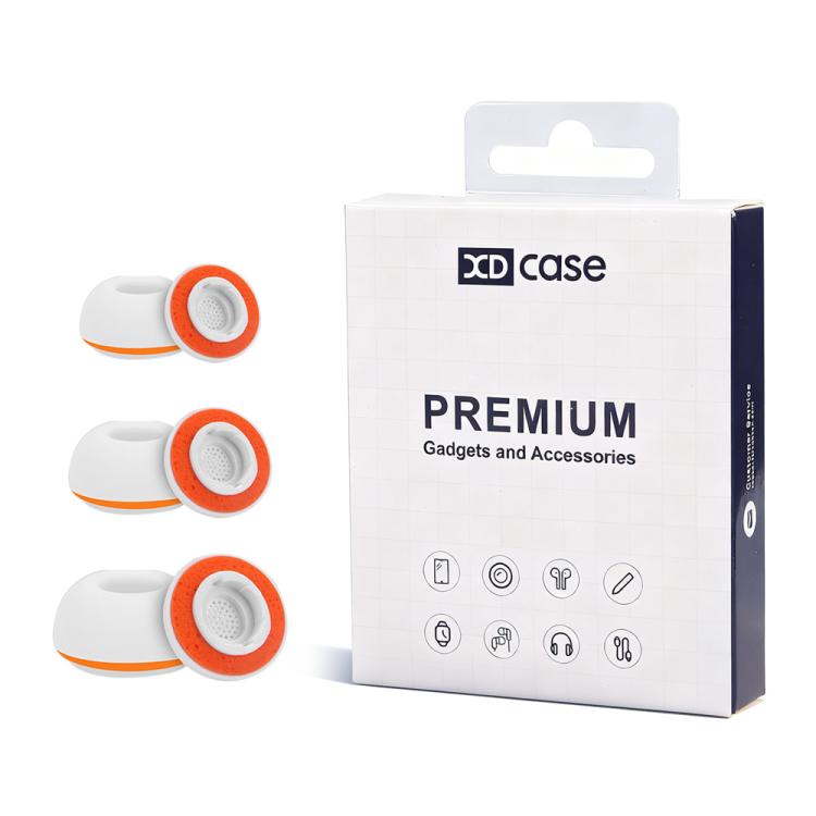 For Samsung Galaxy Buds3 / 3 Pro XDcase 3 Pairs Replacement Silicone Sponge Ear Tips(White Orange)