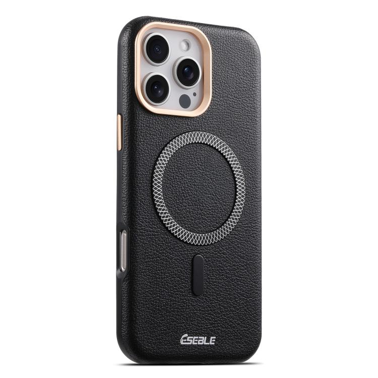 

For iPhone 16 Pro ESEBLE L2 Litchi Texture Metal Lens Magnetic Phone Case(Black)