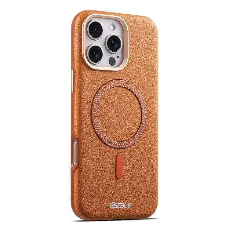 

For iPhone 16 Pro ESEBLE L2 Litchi Texture Metal Lens Magnetic Phone Case(Brown)