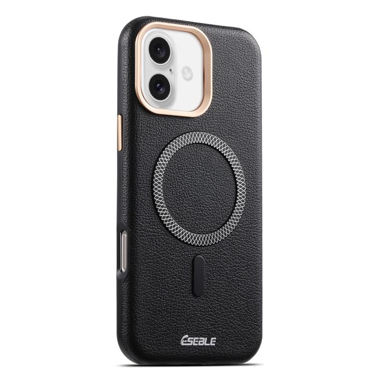 

For iPhone 16 ESEBLE L2 Litchi Texture Metal Lens Magnetic Phone Case(Black)