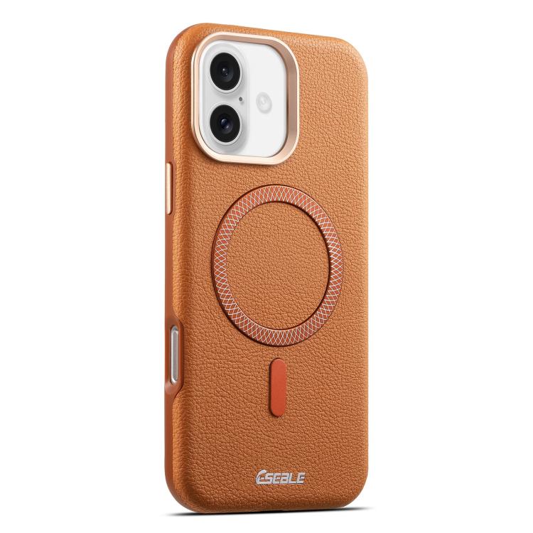 

For iPhone 16 ESEBLE L2 Litchi Texture Metal Lens Magnetic Phone Case(Brown)
