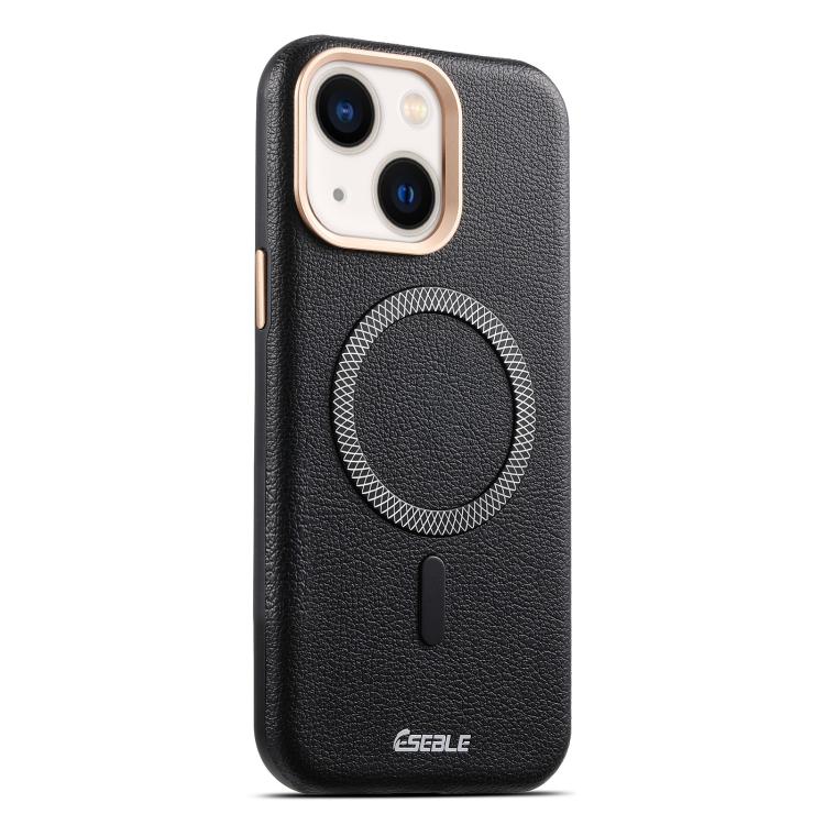 

For iPhone 14 / 13 ESEBLE L2 Litchi Texture Metal Lens Magnetic Phone Case(Black)