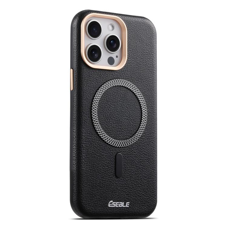 

For iPhone 14 Pro ESEBLE L2 Litchi Texture Metal Lens Magnetic Phone Case(Black)