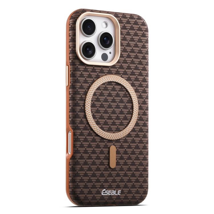 

For iPhone 16 Pro Max ESEBLE L3 Triangular Shield Metal Lens Magnetic Phone Case(Dark Brown)