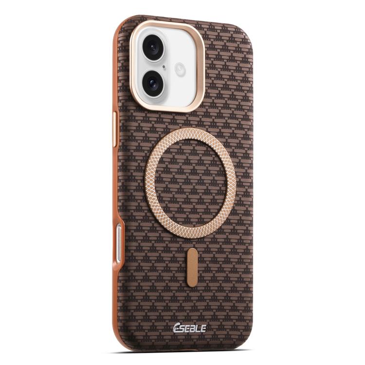 

For iPhone 16 ESEBLE L3 Triangular Shield Metal Lens Magnetic Phone Case(Dark Brown)