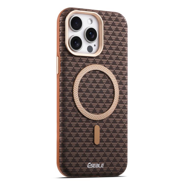 

For iPhone 15 Pro Max ESEBLE L3 Triangular Shield Metal Lens Magnetic Phone Case(Dark Brown)